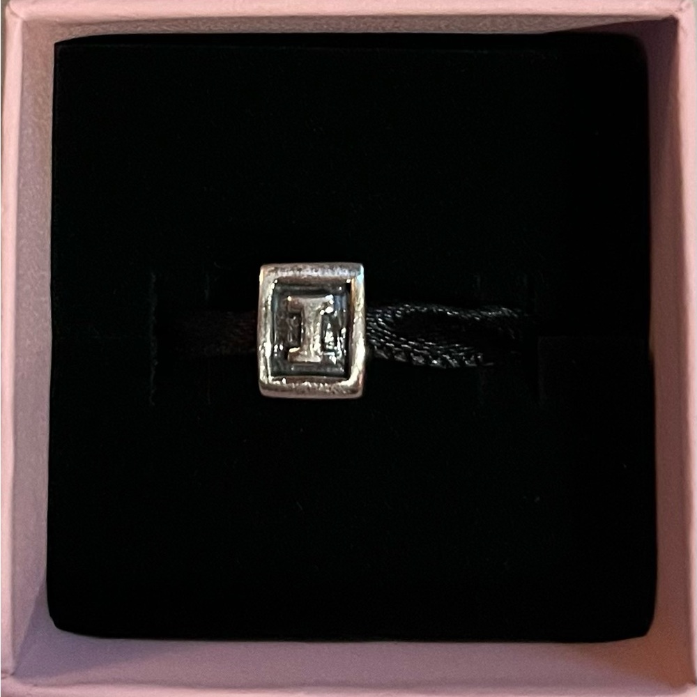 Pandora Silver and black Letter I Charm